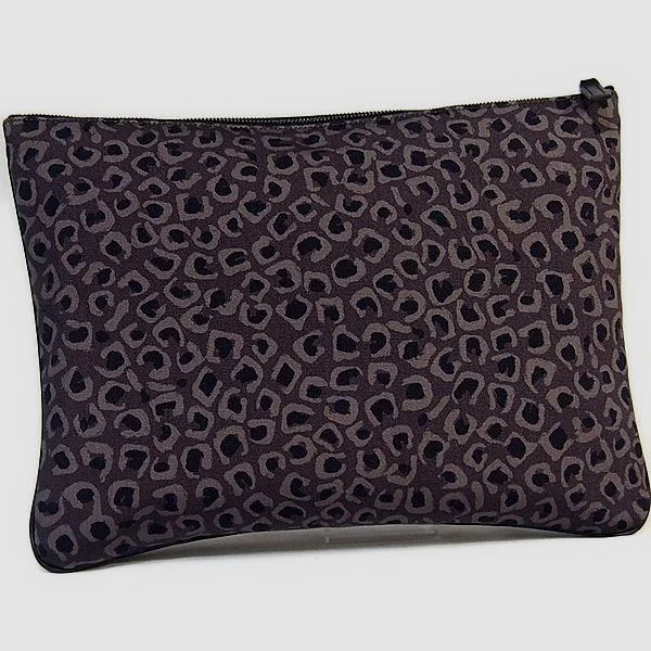 GUCCI Clutch bag Canvas, leather gray business bag Leopard print Women Secondhand