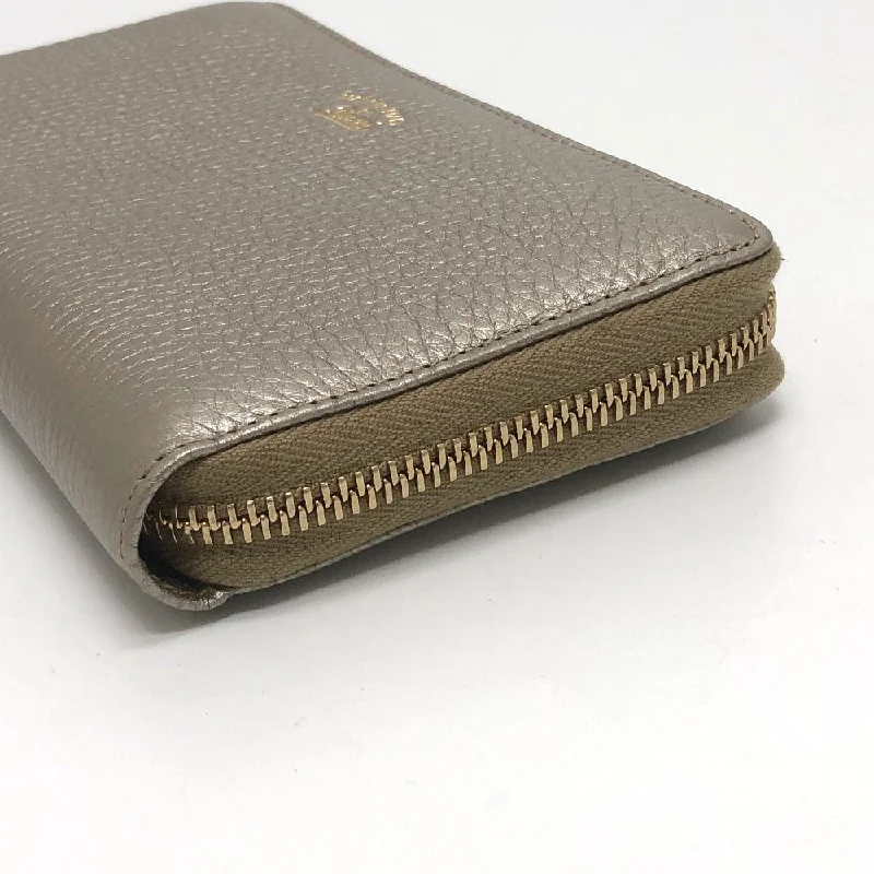 GUCCI Long Wallet Purse 307984 leather Champagne Gold Bamboo Continental wallet Women Secondhand