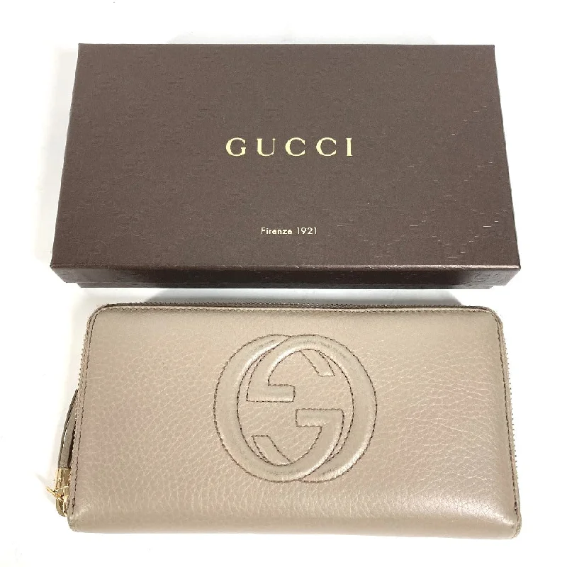 GUCCI Long Wallet Purse 282413  leather beige Long wallet with tassel GG Soho Women Used