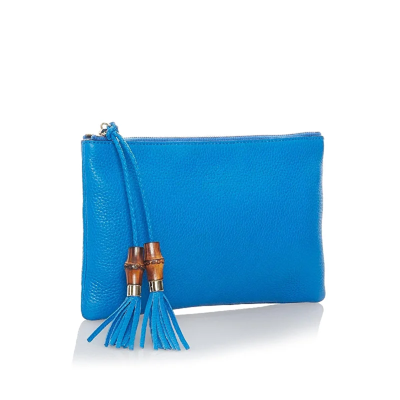 Gucci Bamboo Tassel Leather Clutch Bag (32863)