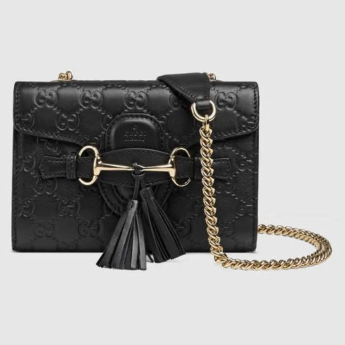 GUCCI GUCCISSIMA EMILY LEATHER SHOULDER BAG