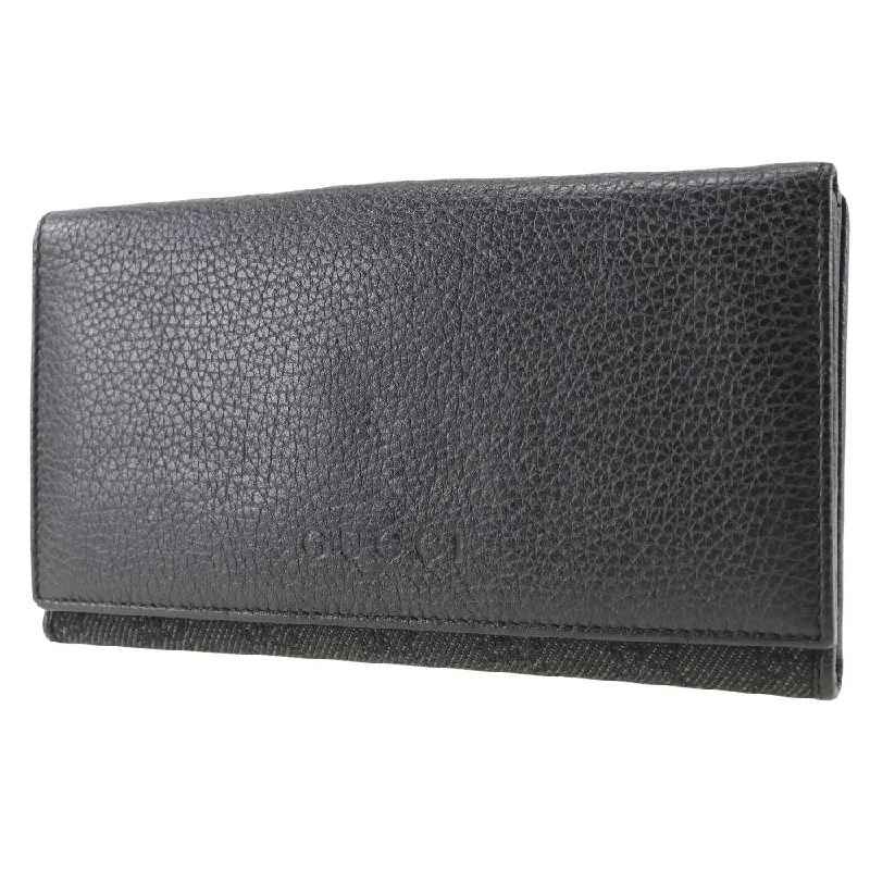 GUCCI Long Wallet Purse 143391 leather black unisex(Unisex) Used