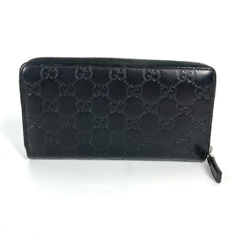 GUCCI Long Wallet Purse 307987 Sima leather black Guccisima GG Long wallet Women Used