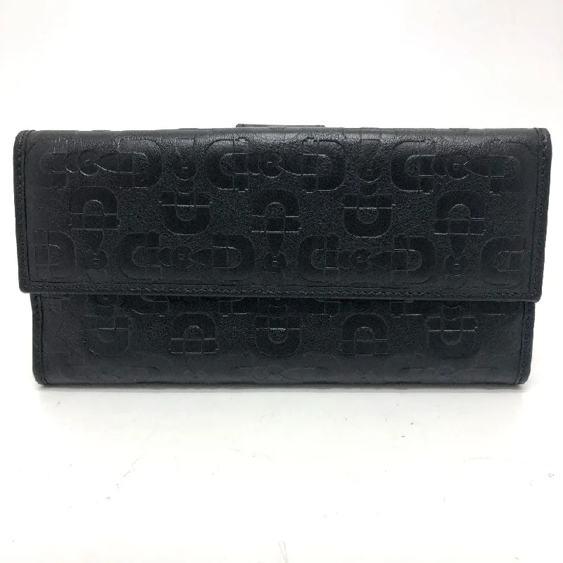 GUCCI Long Wallet Purse 143389 leather black Embossed all over pattern Women Used