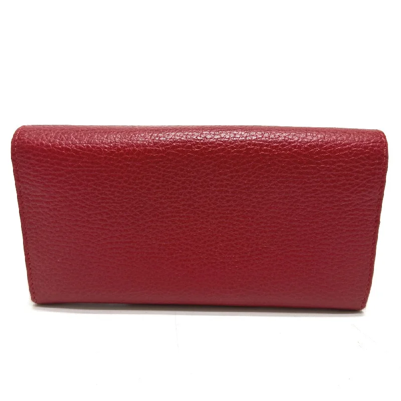 GUCCI Long Wallet Purse 456116 leather Red FF Marmont Women Used