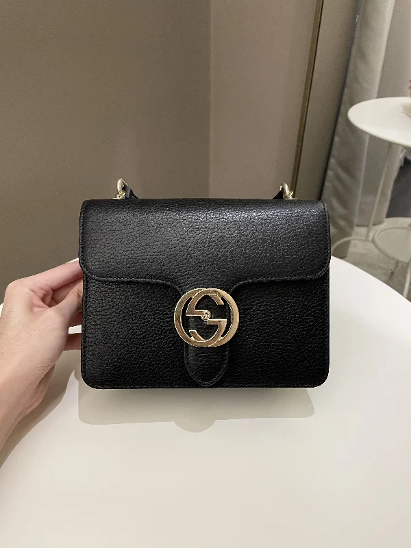 Gucci Interlocking GG Bag Black Grained Leather