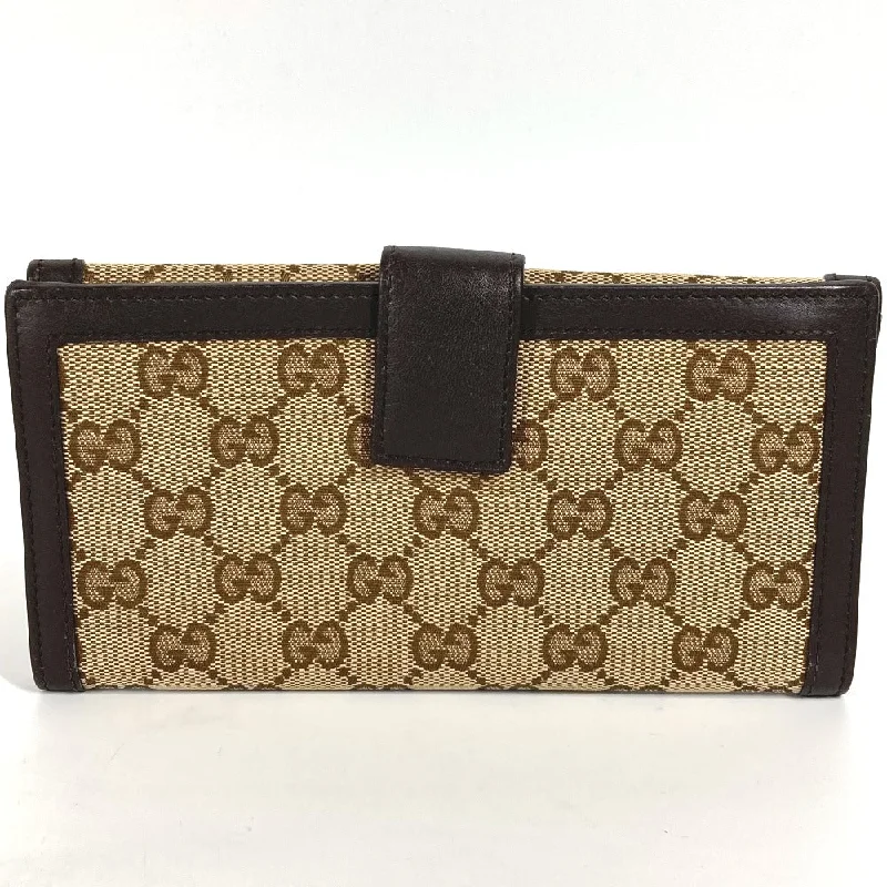 GUCCI Long Wallet Purse 282426  GG canvas / leather beige GG long wallet Interlocking G Women Used