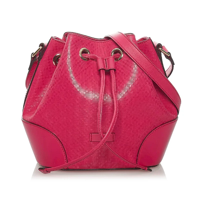 Gucci Diamante Bright Leather Bucket Bag