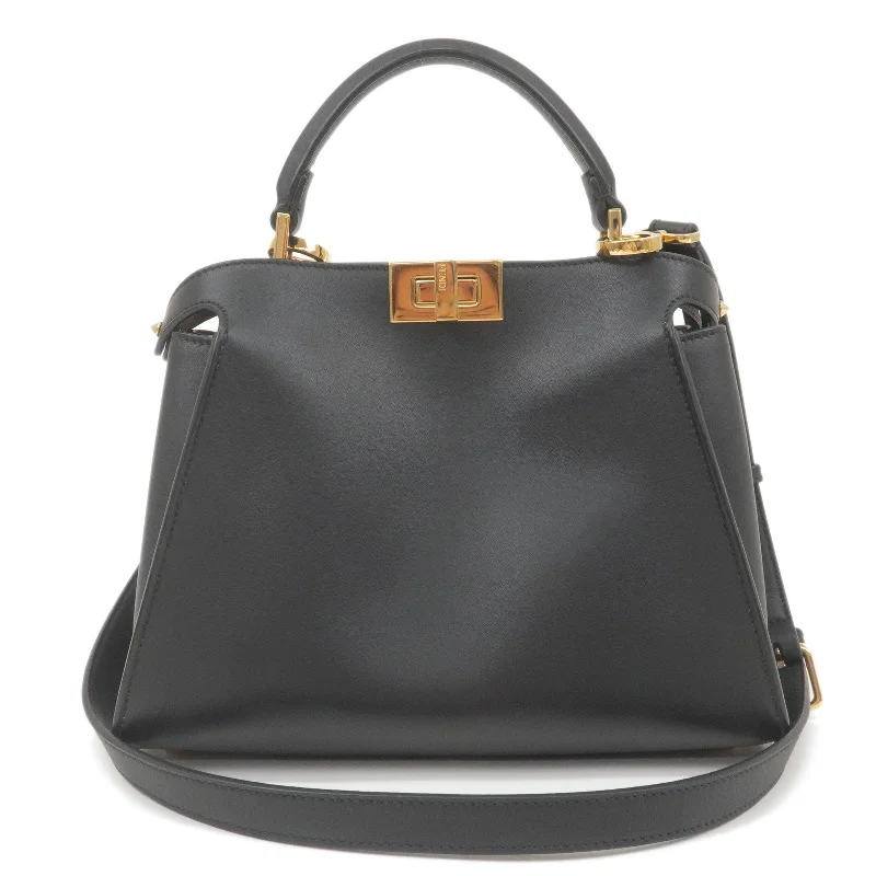 FENDI Peekaboo Iconic Essentially Leather 2Way Bag Black 8BN302