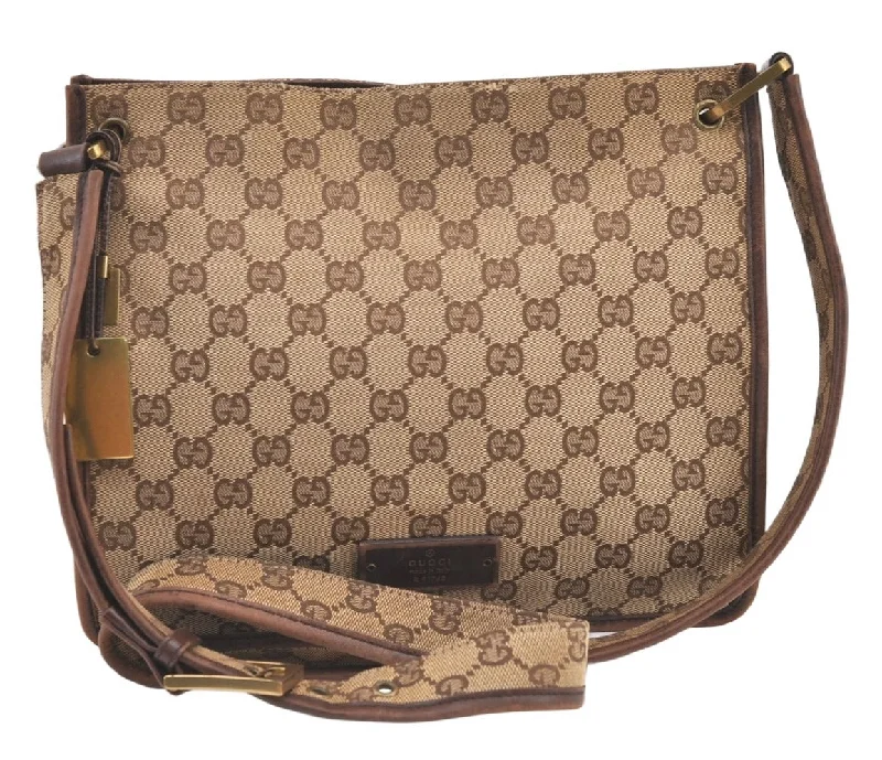 Authentic GUCCI Shoulder Cross Body Bag GG Canvas Leather 91762 Brown 1274K