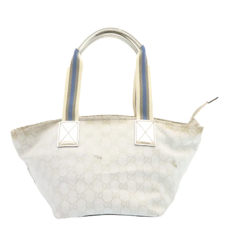 GUCCI Sherry Line GG Canvas Tote Bag Silver Blue  am1955g