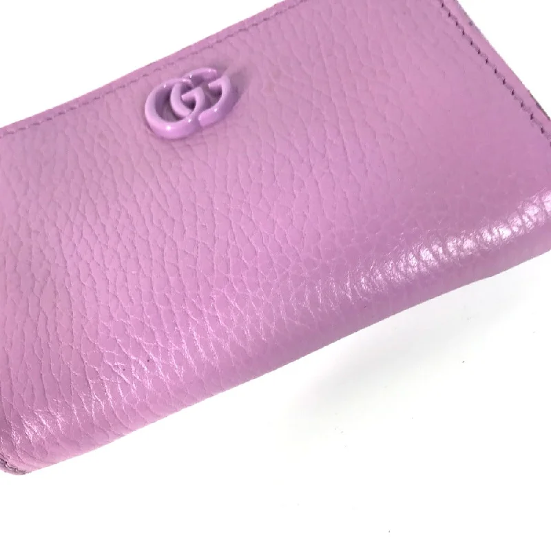 GUCCI Coin case 644412 leather Light purple Double G zip around wallet Women Used