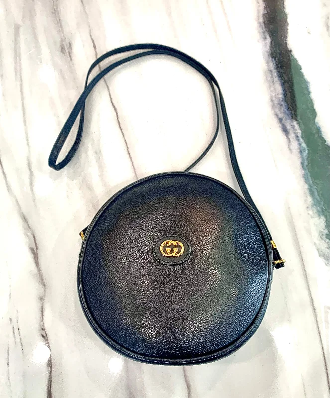 GUCCI VINTAGE ROUND CANTEEN-STYLE LEATHER BAG