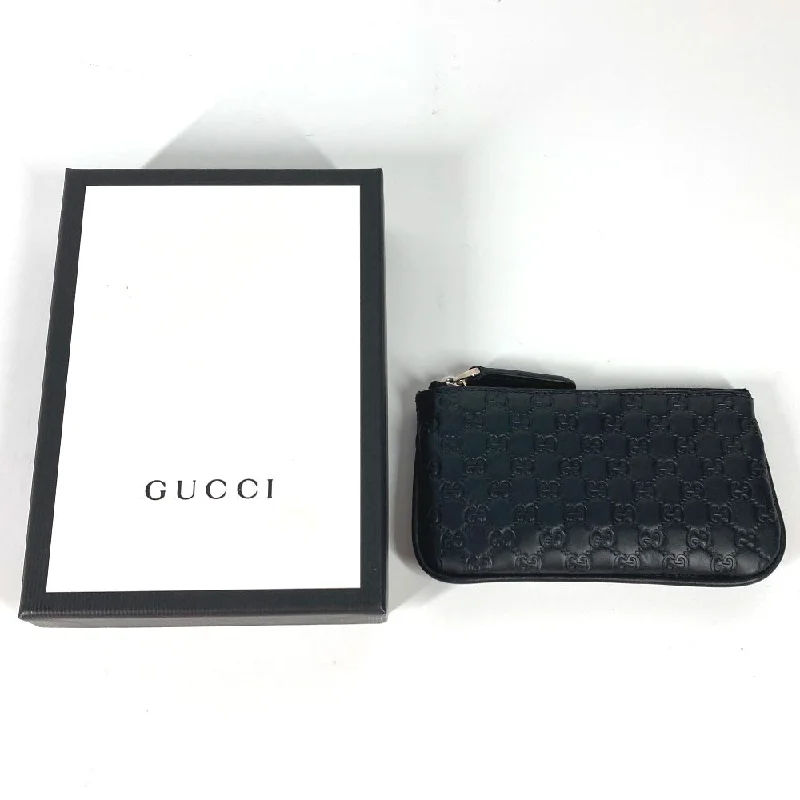 GUCCI Coin case 544476 leather black With key ring Micro Gucci Shima GG mens Used