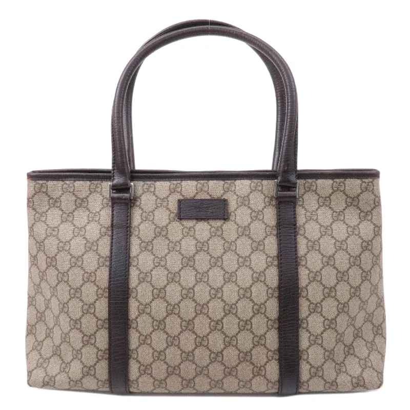 GUCCI GG Supreme Leather Tote Bag Beige Brown 114595