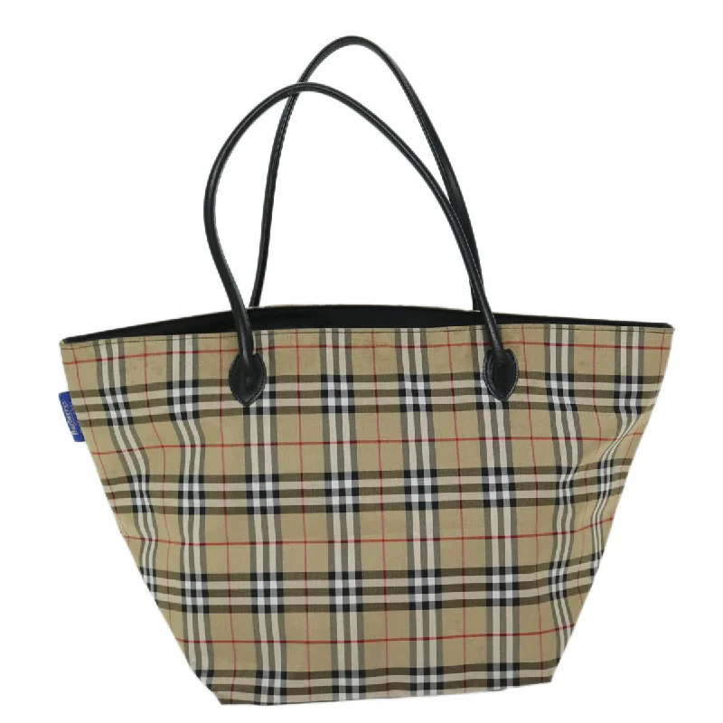 BURBERRYSs Nova Check Blue Label Tote Bag Nylon Beige  yb525