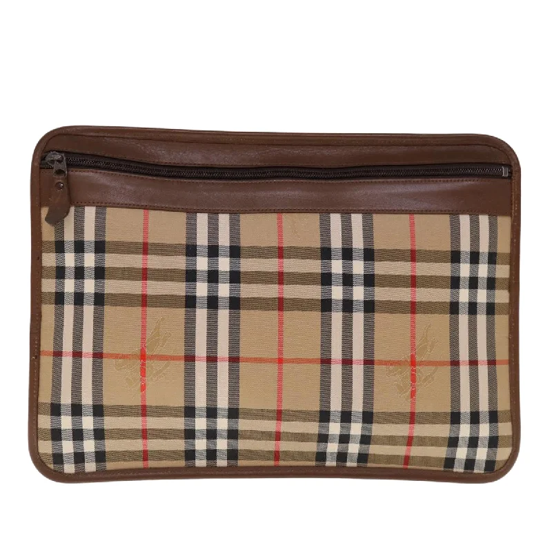 BURBERRYSs Nova Check Clutch Bag Canvas Beige Brown  yk10288