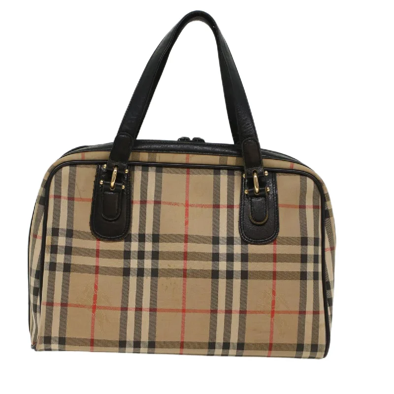 BURBERRYSs Nova Check Boston Bag Canvas Leather Beige Black  53393