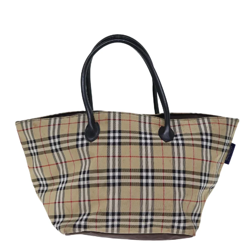 BURBERRYSs Nova Check Blue Label Tote Bag Nylon Beige Brown  bs13688