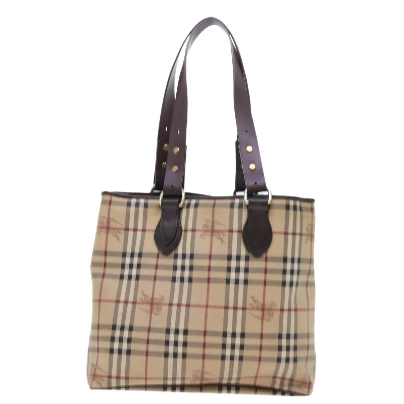 BURBERRY Nova Check Tote Bag PVC Leather Beige  56575