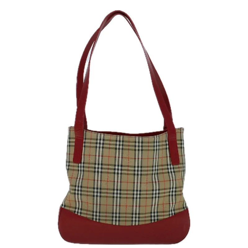 BURBERRYSs Nova Check Tote Bag Canvas Beige Red  56573