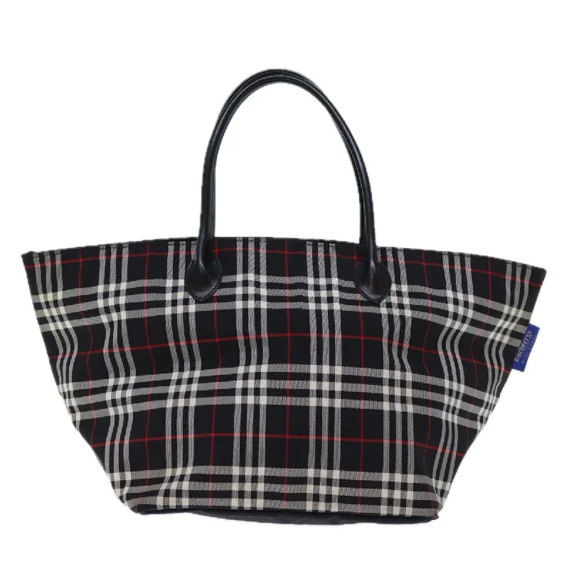 BURBERRYSs Nova Check Blue Label Tote Bag Nylon Black White  bs14251