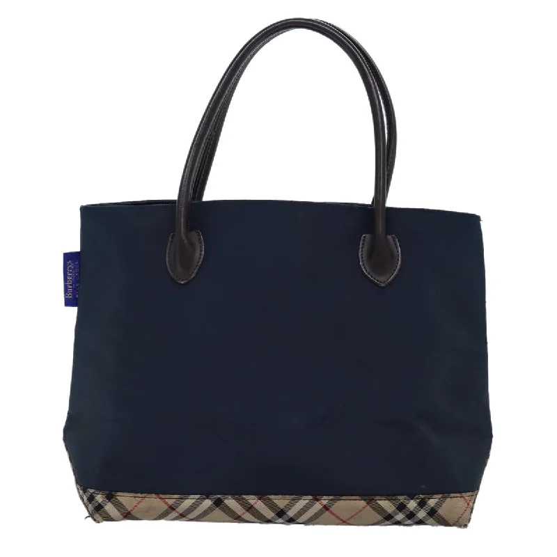 BURBERRYSs Nova Check Blue Label Tote Bag Nylon Black Beige  bs14389