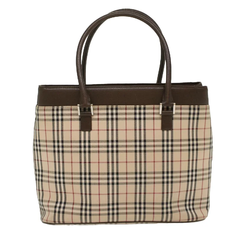 BURBERRY Nova Check Tote Bag Nylon Leather Beige  yk8590