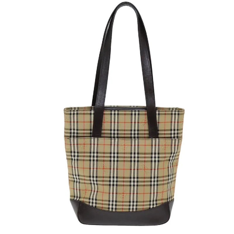 BURBERRY Nova Check Tote Bag Canvas Leather Beige  bs14347