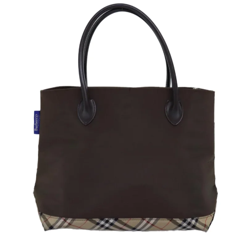 BURBERRYSs Nova Check Blue Label Tote Bag Nylon Beige Brown  yk12782