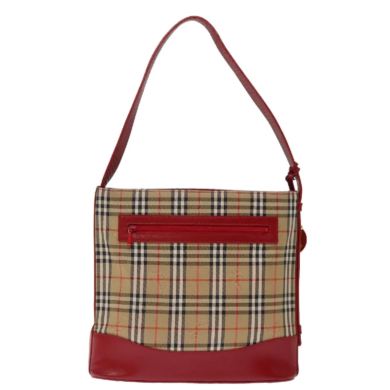 BURBERRYSs Nova Check Shoulder Bag Canvas Beige Red  74385