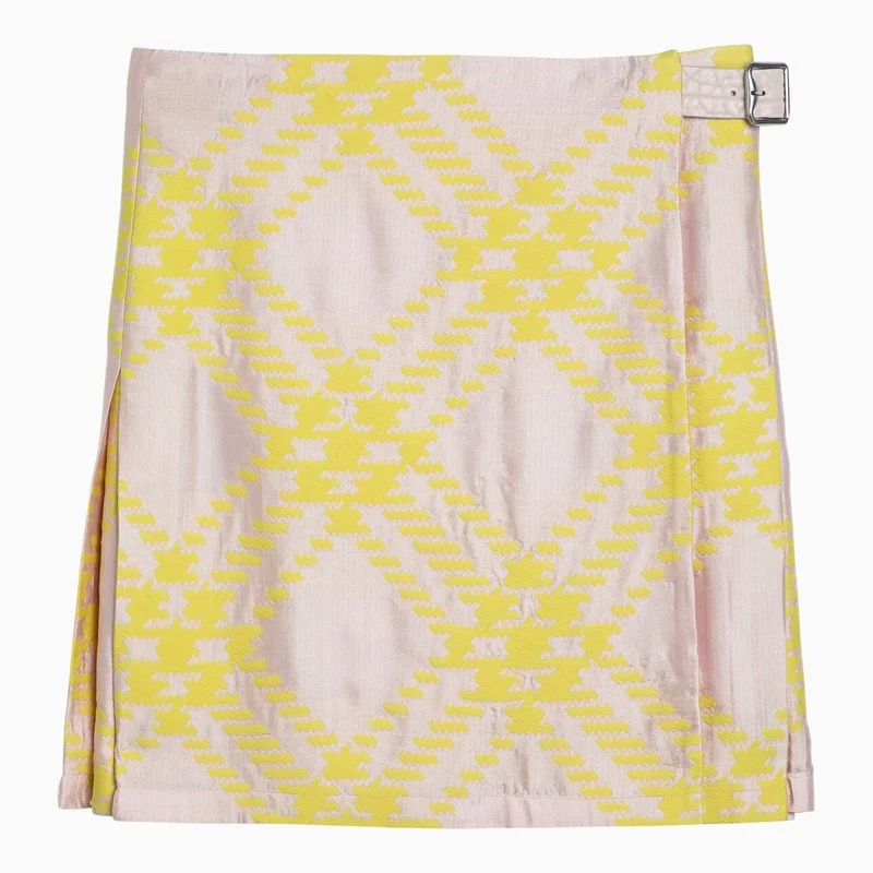 Burberry Pink/Yellow Kilt With Check Pattern Women