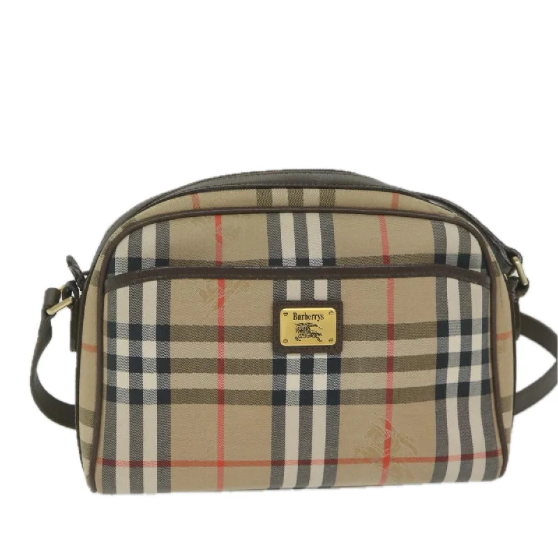 BURBERRYSs Nova Check Shoulder Bag Nylon Canvas Beige  yk9756