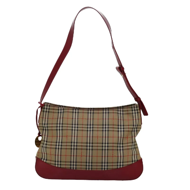 BURBERRYSs Nova Check Shoulder Bag Canvas Beige Red  82690