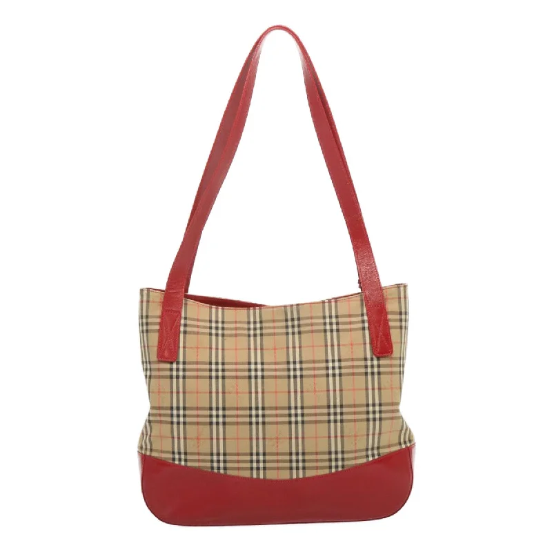 BURBERRYSs Nova Check Tote Bag Canvas Beige Red  67775