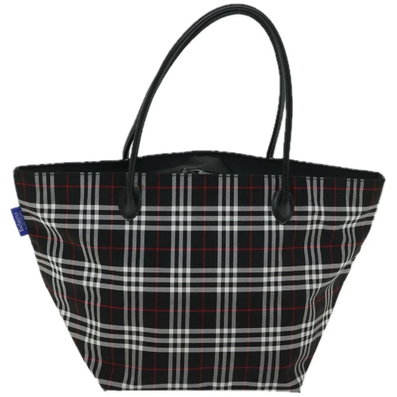 BURBERRYSs Nova Check Blue Label Tote Bag Nylon Black  bs12380