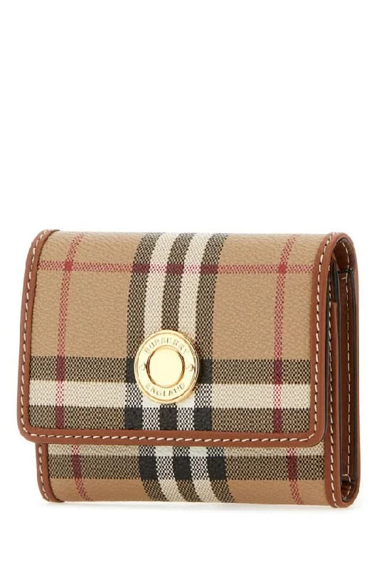 Burberry Woman Printed Canvas And Leather Small Wallet