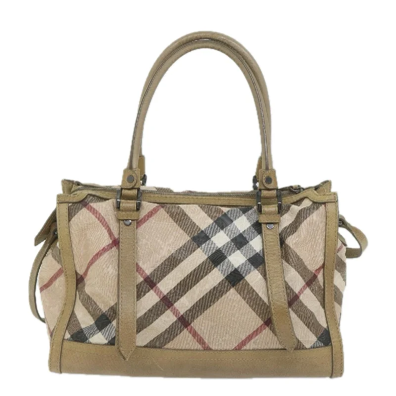 BURBERRY Nova Check Tote Bag Coated Canvas Beige  60526