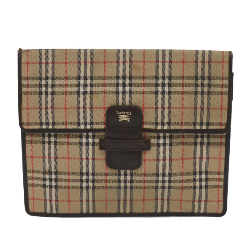 BURBERRYSs Nova Check Clutch Bag Canvas 2Set Beige Brown  ac2698