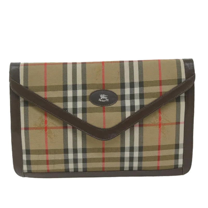 BURBERRYSs Nova Check Clutch Bag Nylon Canvas Beige  ac2675