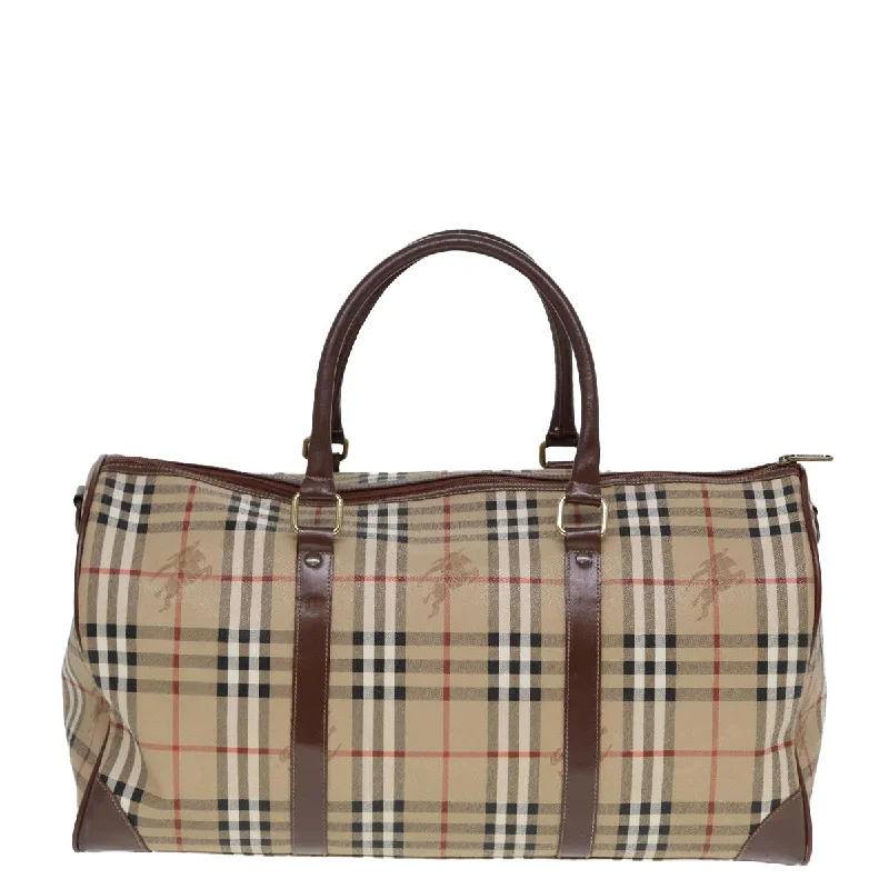 BURBERRYSs Nova Check Boston Bag PVC Leather Beige  tb1105