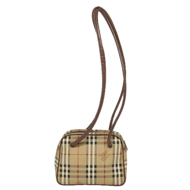 BURBERRYSs Nova Check Shoulder Bag PVC Leather Beige  78850