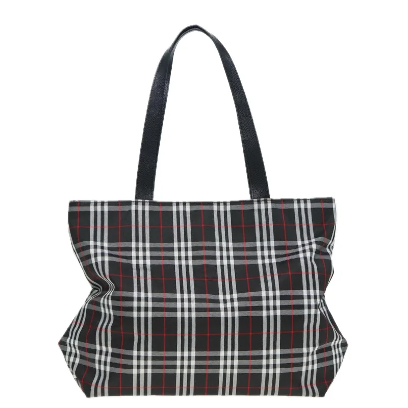 BURBERRY Nova Check Tote Bag Nylon Black Silver  ti1963