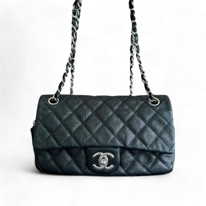 Chanel Seasonal Flap - Zip Around Caviar Quilted Black Silver Hardware Series 17