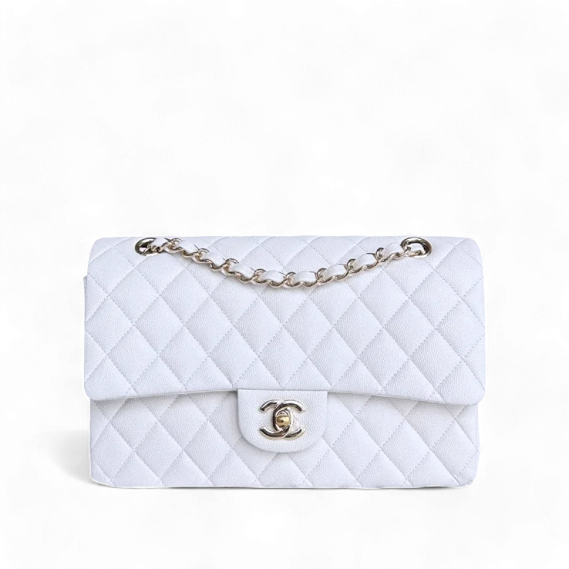 Chanel Classic Flap Medium - Caviar 25CM Quilted Snow White Gold Hardware Series 27