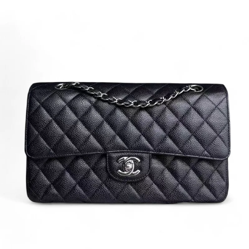 Chanel Classic Flap Medium - Caviar Quilted 25CM Black Silver Hardware Series 18