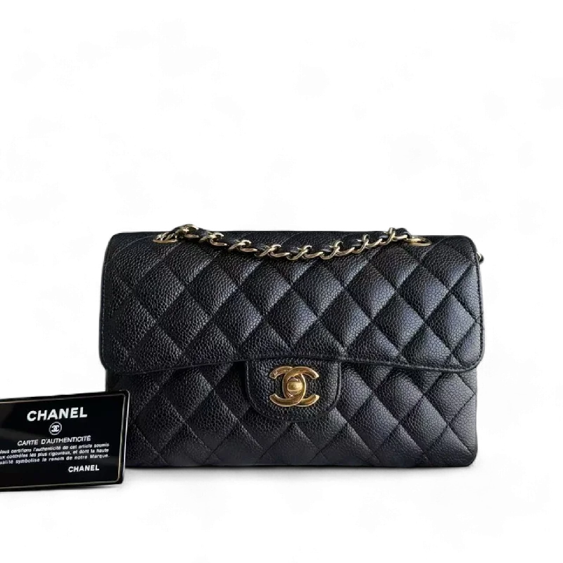 Chanel Classic Flap Small - Caviar 23CM Quilted Black 24K Gold Hardware Series 12