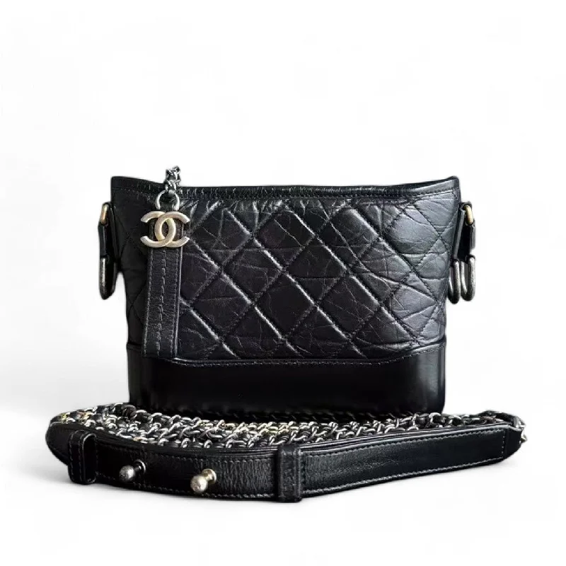 Chanel Gabrielle Small - Quilted Calfskin Black Two-tone Gold Hardware Series 24