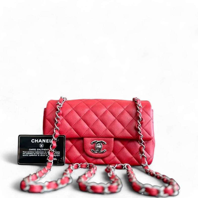 Chanel Classic Flap Mini Rectangular Classic Flap Lambskin Red SHW No 18