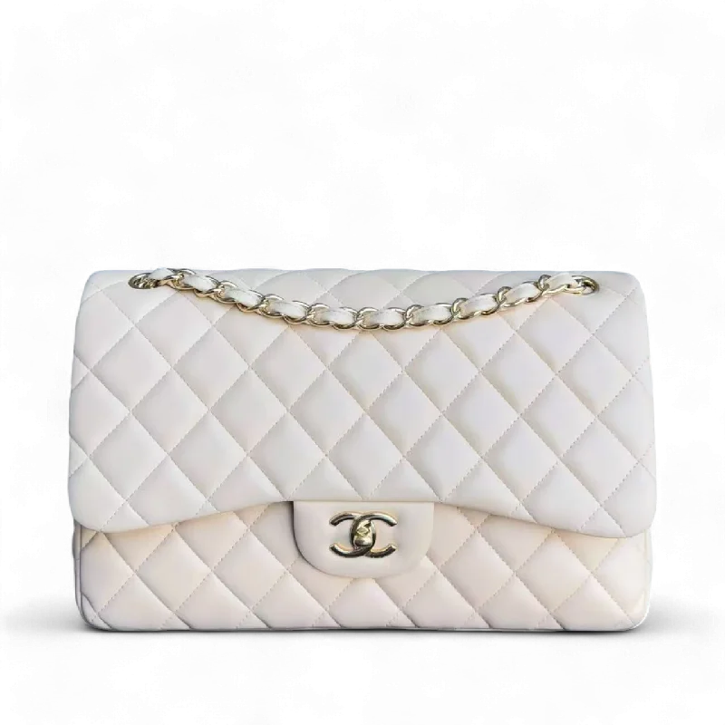 Chanel Classic Flap Jumbo - Double Flap Quilted Lambskin Beige Gold Hardware Series 16